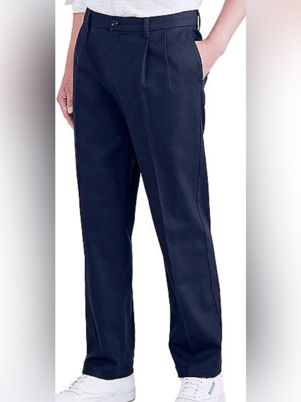 Dockers Men Classic Fit Pleated Iron Free Stain Defender Pants Navy 42Wx30L New